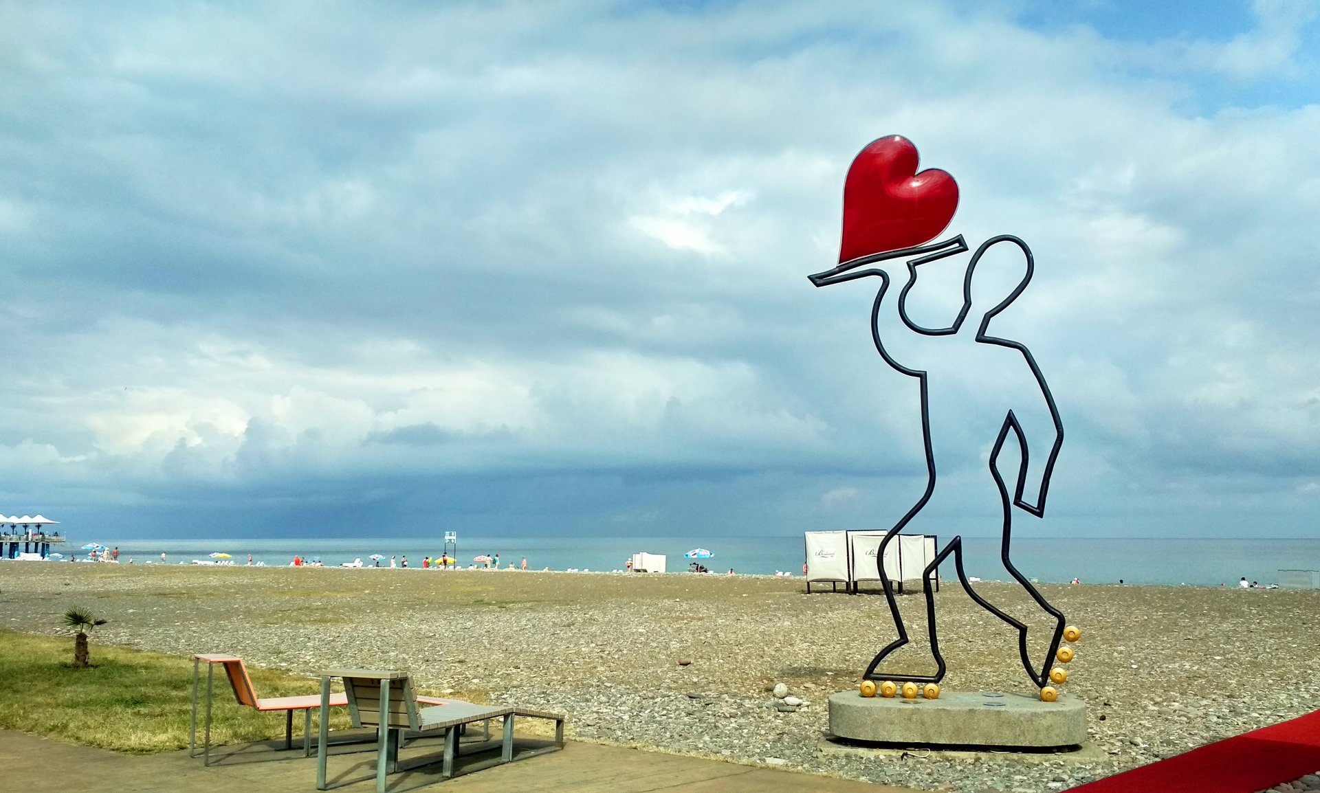 The real pebble beach and sea at Batumi