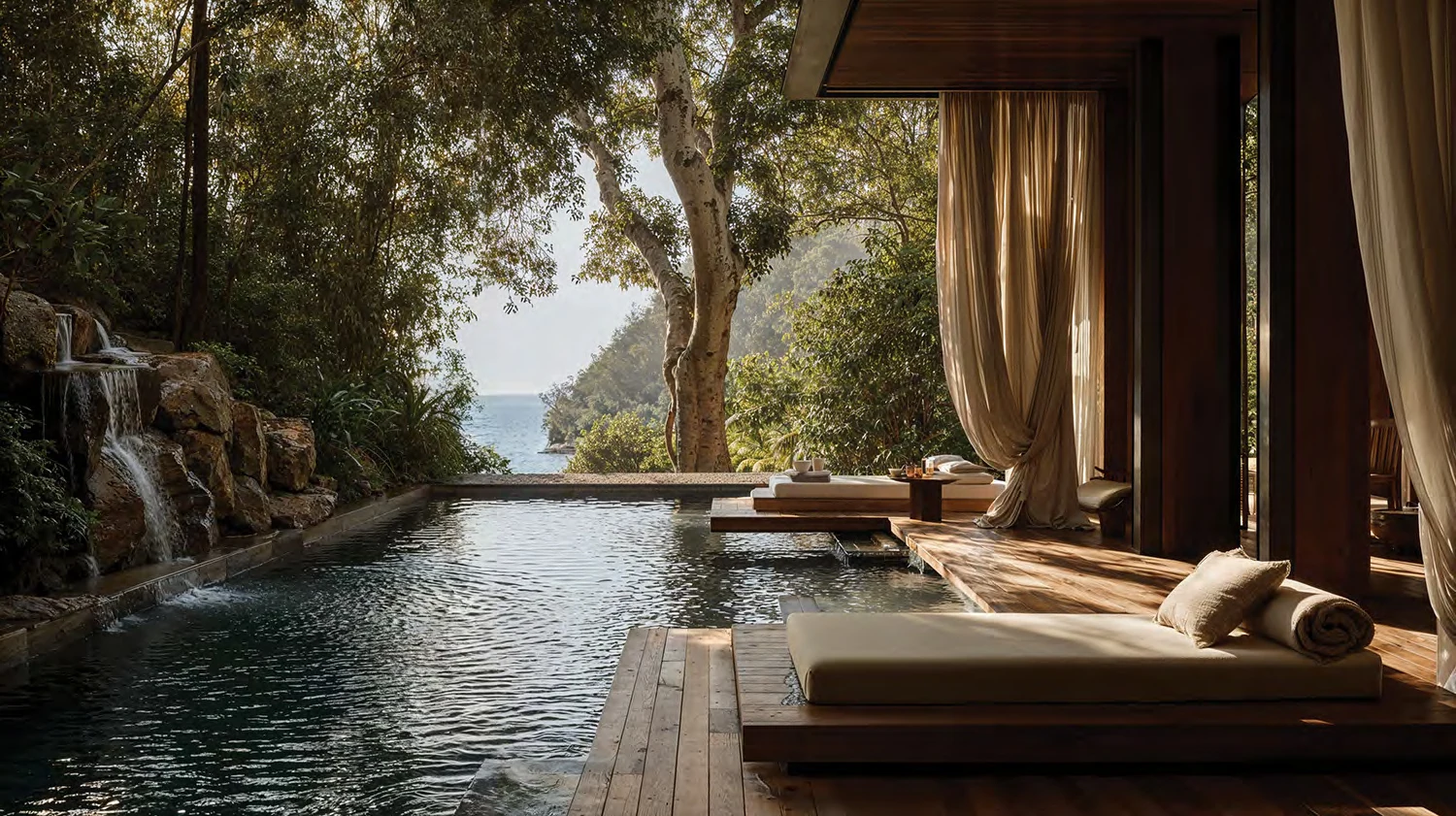 Preliminary visualisation of a waterside wellness space at the Batumi project