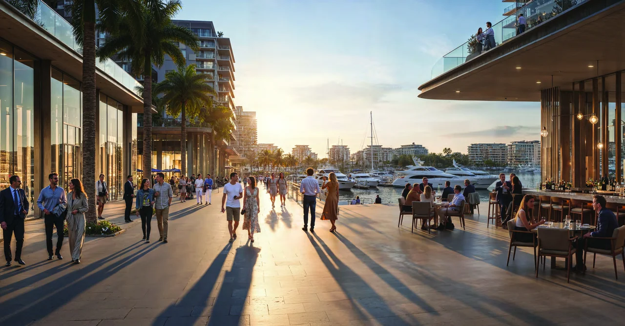 Developer visualisation of the proposed Batumi waterfront avenue at golden hour