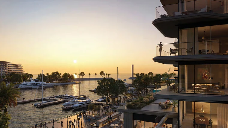Developer visualization of the proposed Batumi marina at sunset